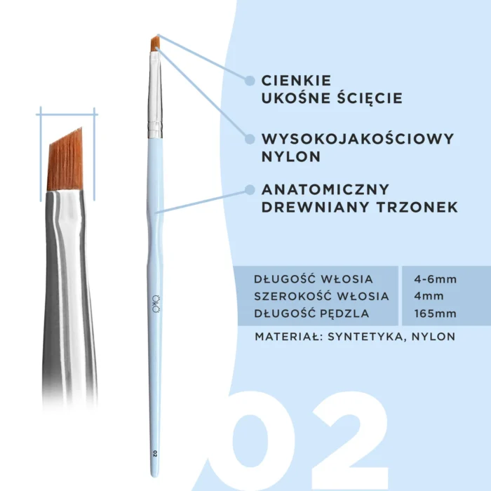 OKO - PROFESSIONAL SYNTHETIC BRUSH | Pensula tesita mica #2 - imagine 2