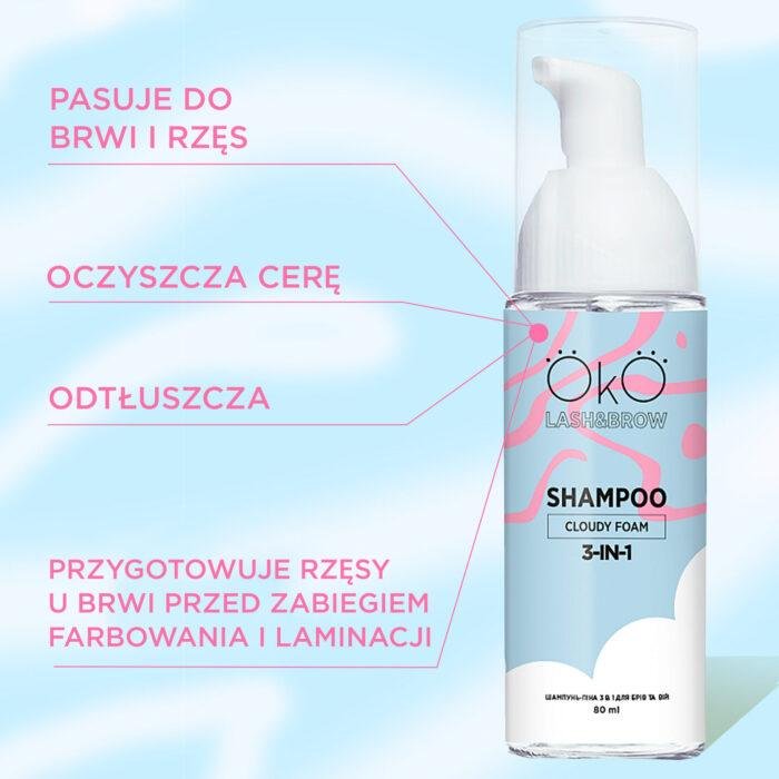 OKO - CLOUDY FOAM 3 IN 1 | Sampon spuma pentru Gene & Sprancene - imagine 3