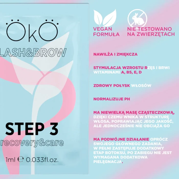 OKO - STEP 3 RECOVERY&CARE | Solutie laminare Gene & Sprancene (5 plicuri) - imagine 3