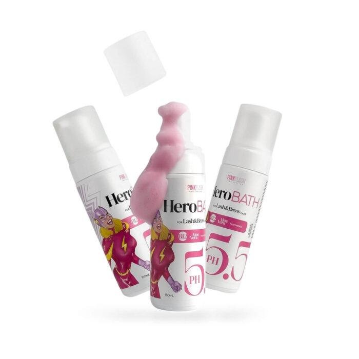 PINK FLASH - HERO BATH | Spuma curatare sprancene & gene (150ml) - imagine 2