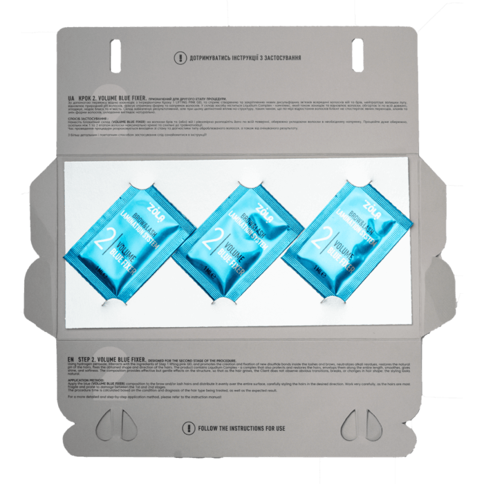 ZOLA - COLOR LAB 2 VOLUME BLUE FIXER | Solutie laminare sprancene&gene (3plicuri x 1ml) - imagine 2