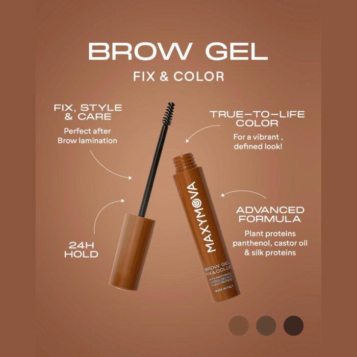 MAXYMOVA - BROW GEL FIX&GO | Gel fixare sprancene (CACAO) 5ml - imagine 3