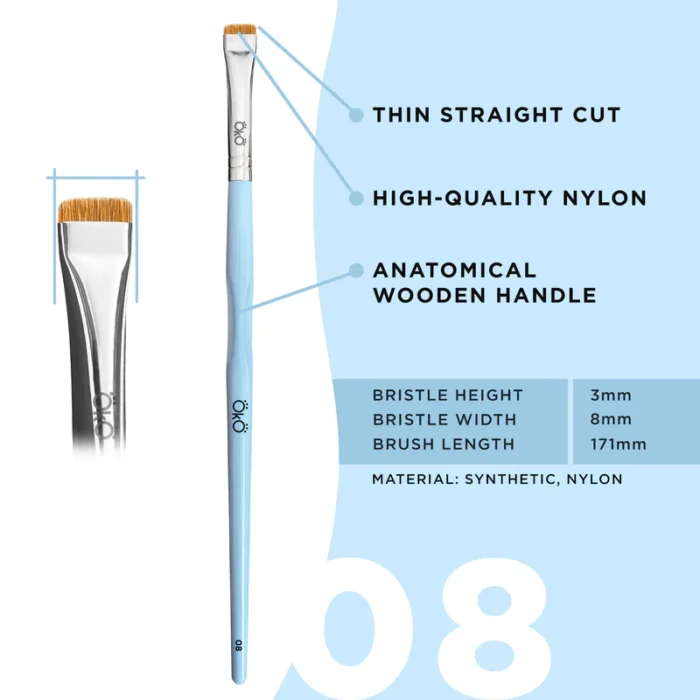 OKO – PROFESSIONAL SYNTHETIC BRUSH | Pensula plata mica #8 - imagine 3